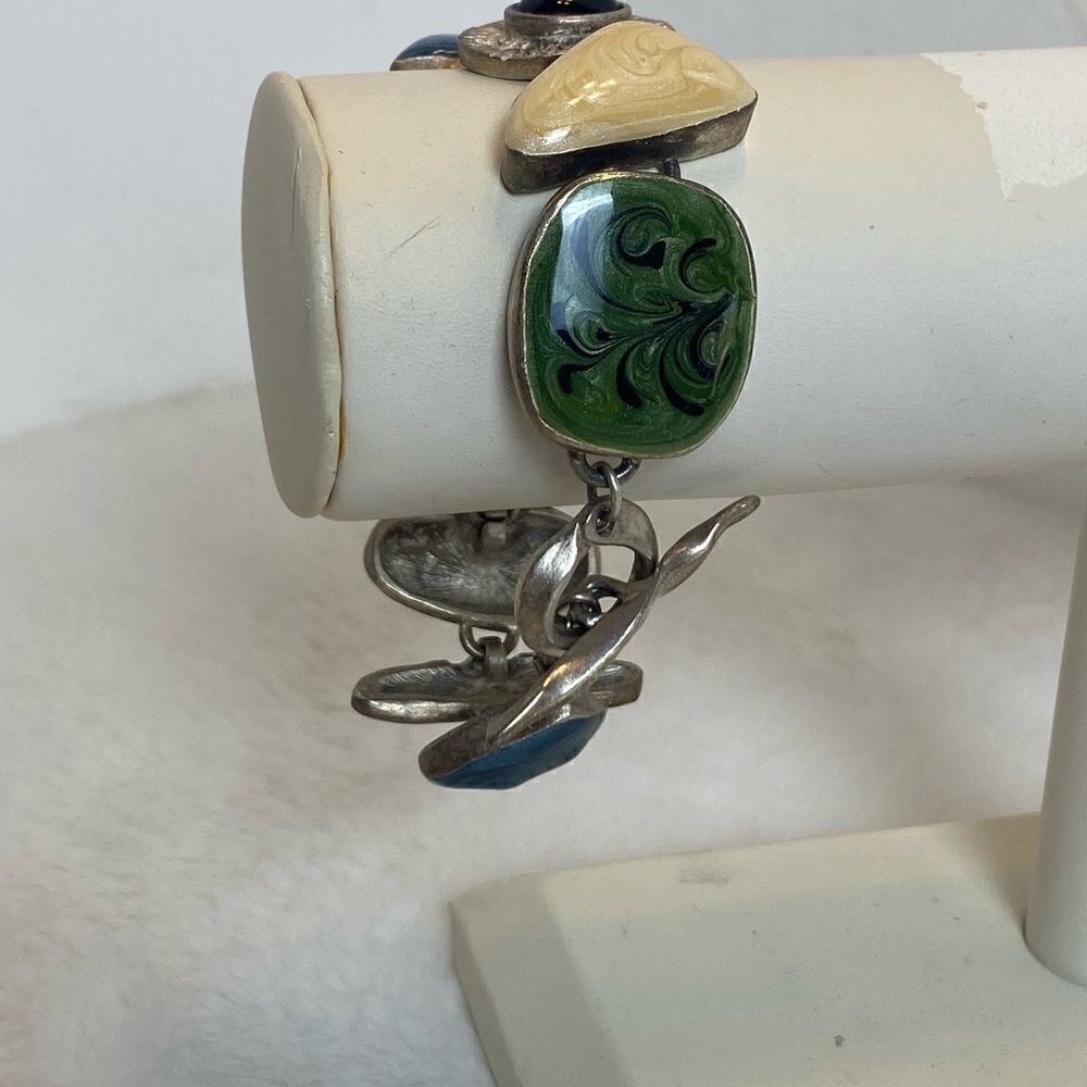 Premier Design Geo Design Enamel Cream, Green Toggle Bracelet - Picture 9 of 10